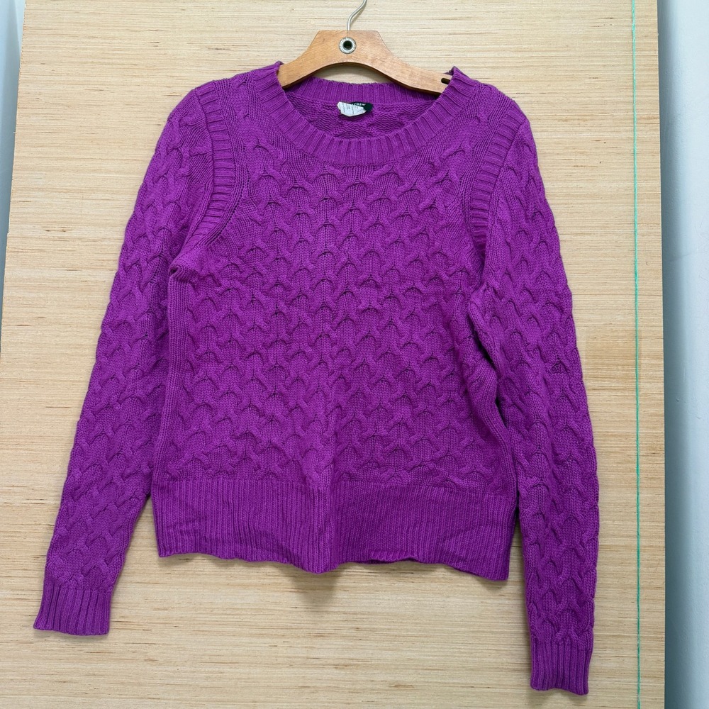 J.Crew Magenta Purple Honeycomb Cable Knit Wool Angora Blend Sweater‎ Womens M